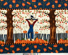 Load image into Gallery viewer, Scare crow and pumpkin quilting cotton fabric - thanksgiving cotton fabric - high quality quilting cotton fabric
