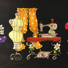 Load image into Gallery viewer, Sewing items and mannequin prints 100% quilting cotton fabrics - sewing threads prints fabrics