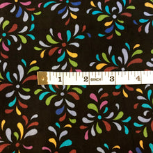 Load image into Gallery viewer, Rainbow flowers on black background quilting cotton, 100% quilting cotton fabric