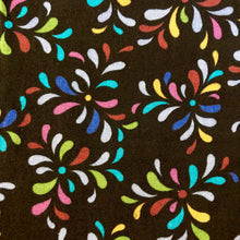 Load image into Gallery viewer, Rainbow flowers on black background quilting cotton, 100% quilting cotton fabric
