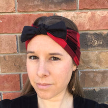 Load image into Gallery viewer, Red and Black Plaid 95% Bamboo Jersey - Extra soft