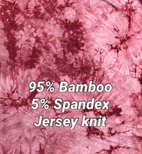 Load image into Gallery viewer, Burgundy tie dye 95% Bamboo Jersey knit fabric - Extra soft