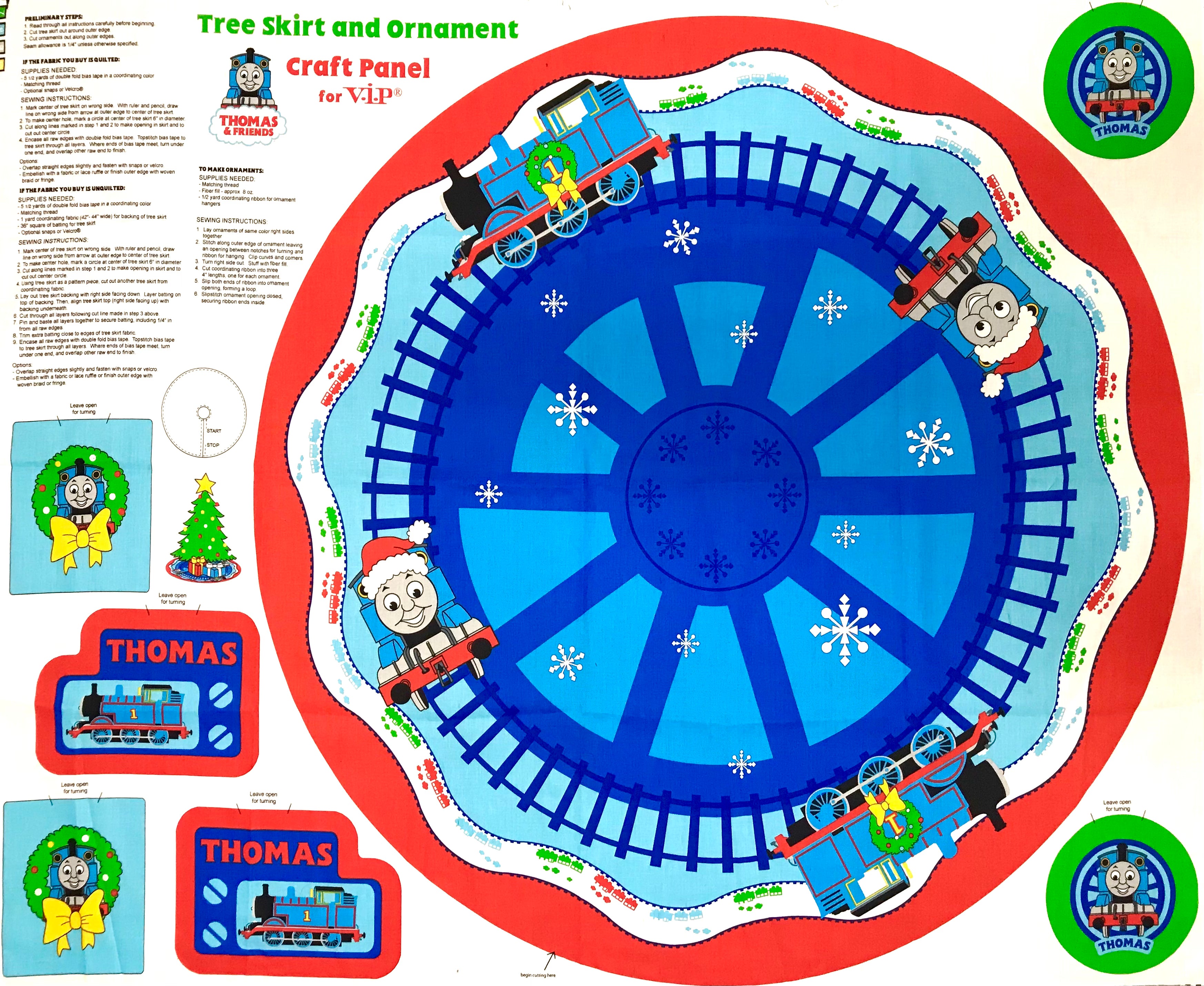 Thomas the train Christmas tree skirt and ornaments 100 cotton Sewing Supplies Canada