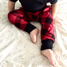 Load image into Gallery viewer, Red and Black Plaid 95% Bamboo Jersey - Extra soft