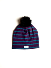 Load image into Gallery viewer, Purple/Blue Stripes 66% Bamboo/28% Cotton Jersey knit