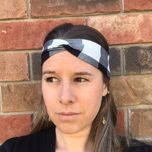 Load image into Gallery viewer, Black and White Plaid 95% Bamboo Jersey knit fabric- Extra soft