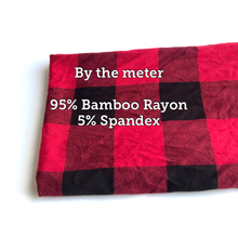 Load image into Gallery viewer, Red and Black Plaid 95% Bamboo Jersey - Extra soft