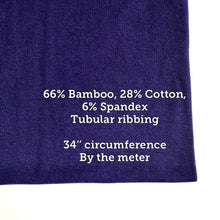Load image into Gallery viewer, Dark Purple (Reign) Ribbing Tubular 66% Bamboo/28%Cotton Stretch fabrics