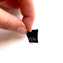 Load image into Gallery viewer, 100 Ready to Sew Black Clothing Size labels