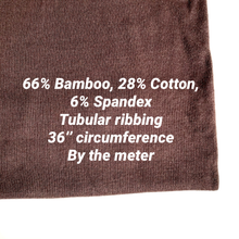 Load image into Gallery viewer, Brown Coffee Ribbing turbular knit fabric 66% Bamboo/28%Cotton Stretch fabrics