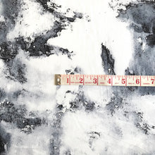Load image into Gallery viewer, White and Navy tie dye/water drops 95% Rayon Jersey Knit