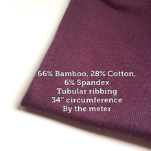Load image into Gallery viewer, Purple Ribbing Tubular 66% Bamboo/28%Cotton Stretch fabrics