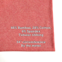 Load image into Gallery viewer, Pink Coral Ribbing Tubular 66% Bamboo/28%Cotton Stretch fabrics
