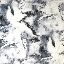 Load image into Gallery viewer, White and Navy tie dye/water drops 95% Rayon Jersey Knit