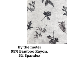 Load image into Gallery viewer, Floral Light Grey 95% Bamboo Jersey - Extra soft
