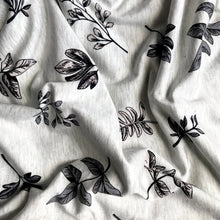 Load image into Gallery viewer, Floral Light Grey 95% Bamboo Jersey - Extra soft