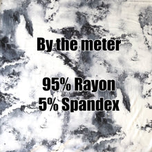Load image into Gallery viewer, White and Navy tie dye/water drops 95% Rayon Jersey Knit