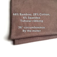 Load image into Gallery viewer, Brown Taupe Ribbing tubular knit fabric 66% Bamboo/28%Cotton Stretch fabrics