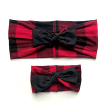 Load image into Gallery viewer, Red and Black Plaid 95% Bamboo Jersey - Extra soft