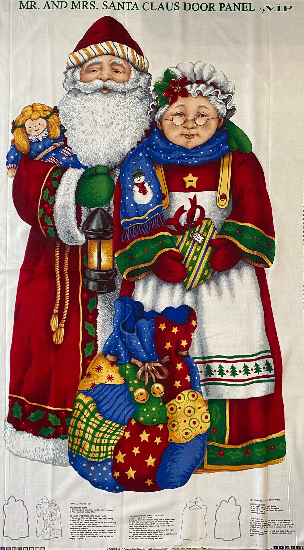 Santa and Mrs. Claus Christmas quilting panels - 100% cotton