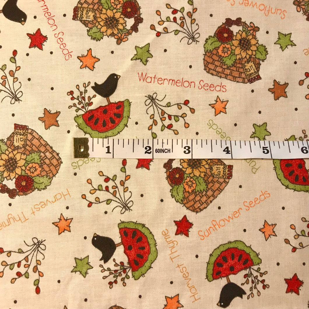 Watermelon floral cotton fabrics - quilting cotton fabrics