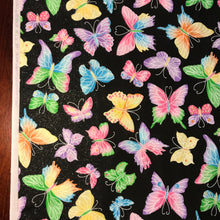 Load image into Gallery viewer, Butterfly cotton fabric - multicolored butterfly material - Silver sparkle butterflies fabric - By the meter
