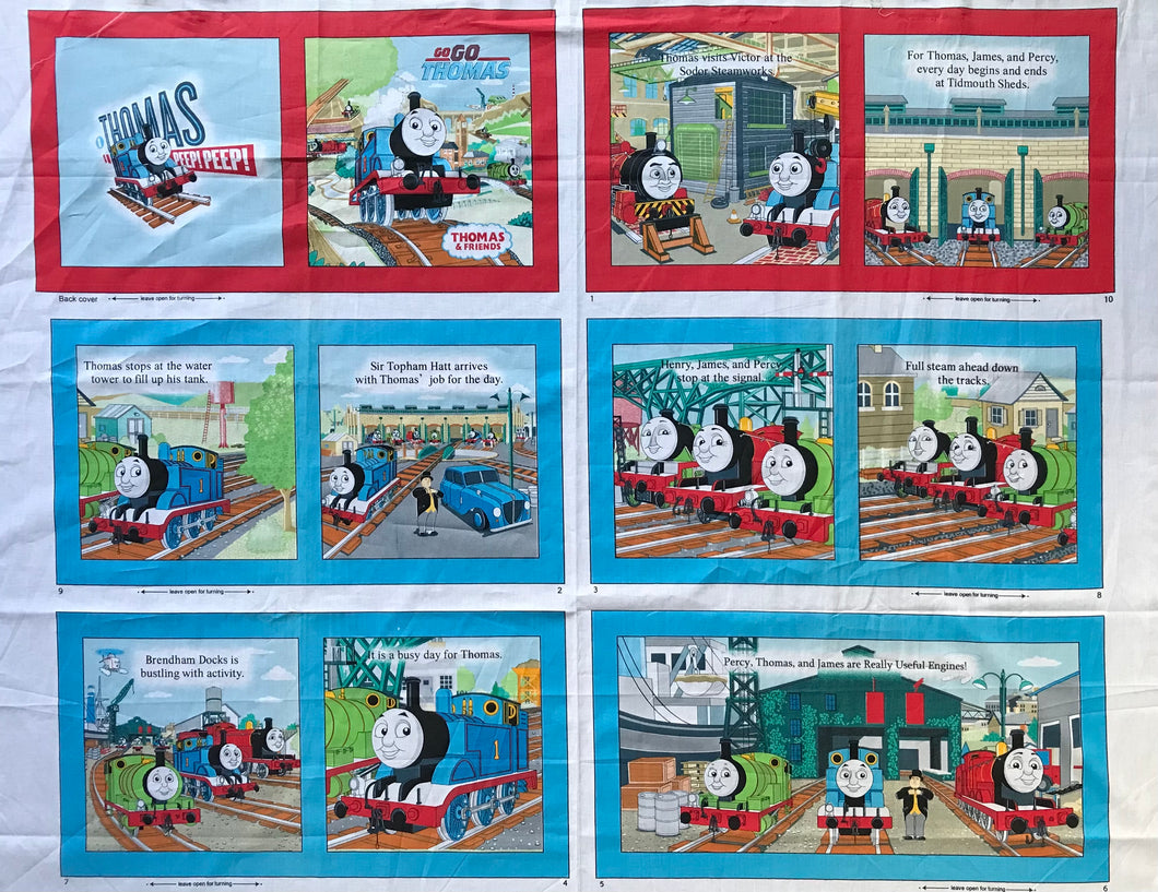 Thomas the Train and Friends Book Panel - quilting panels - 100% cotton