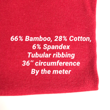 Load image into Gallery viewer, Red Ribbing Tubular 66% Bamboo/28%Cotton Knit fabrics
