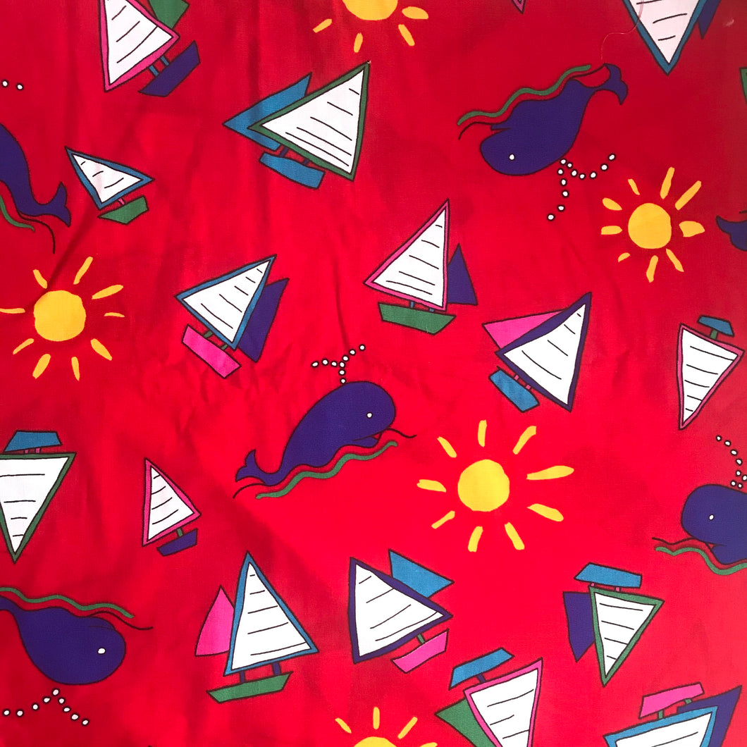 Sail boats and whales cotton fabrics