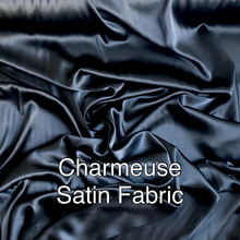 Load image into Gallery viewer, Black Charmeuse Satin fabrics
