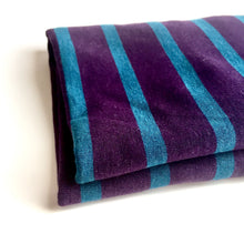 Load image into Gallery viewer, Purple/Blue Stripes 66% Bamboo/28% Cotton Jersey knit
