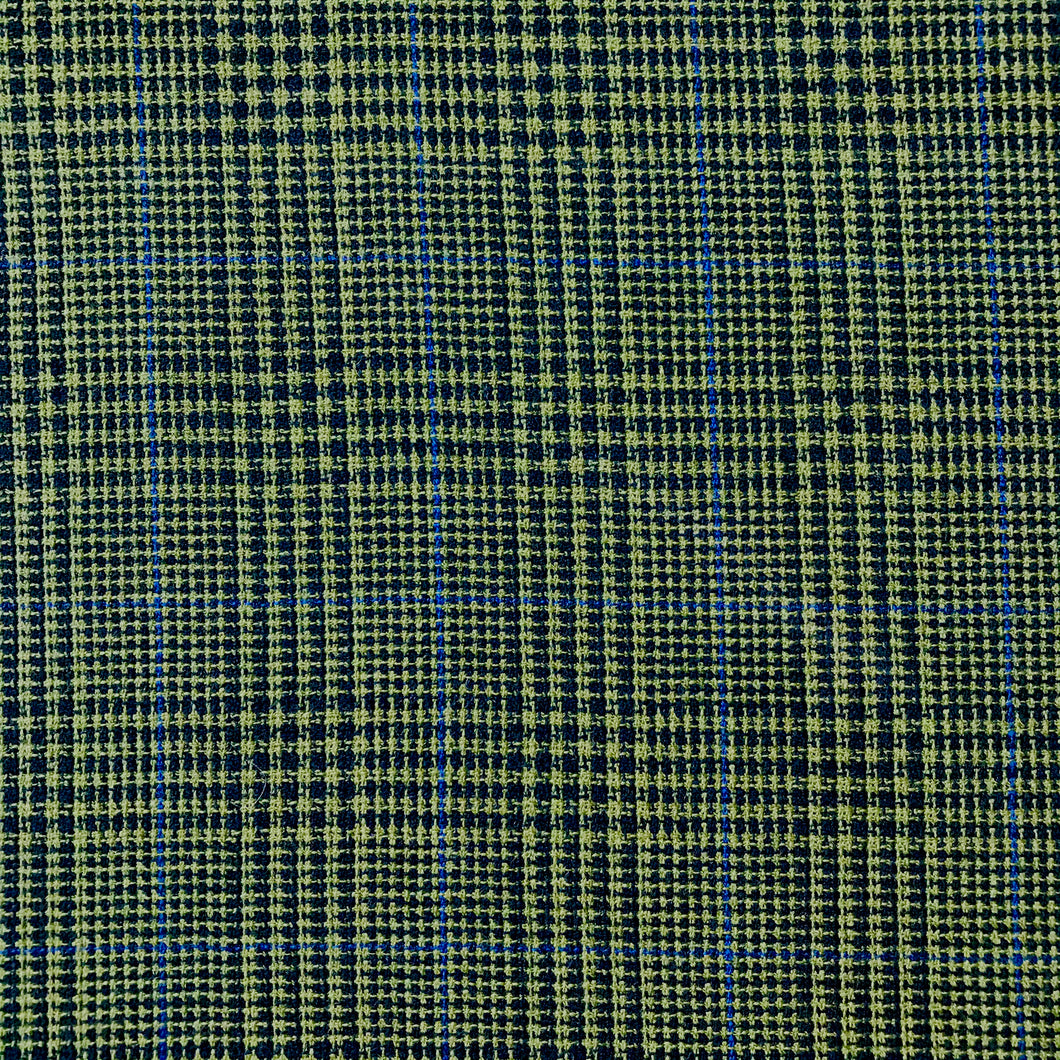 Green Glencheck with blue pinstripes fabrics