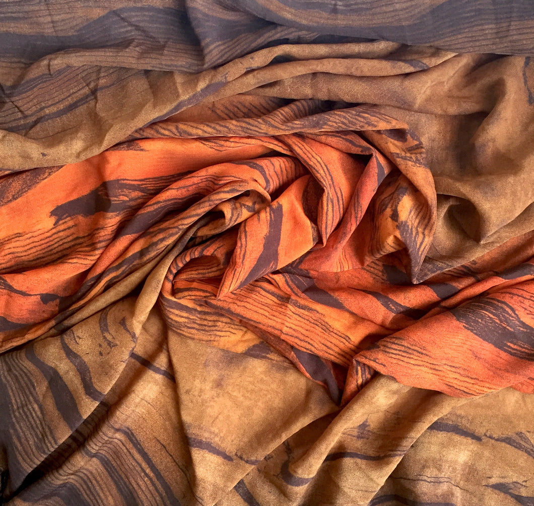 Shaded Orange/Brown Crepe Georgette fabric