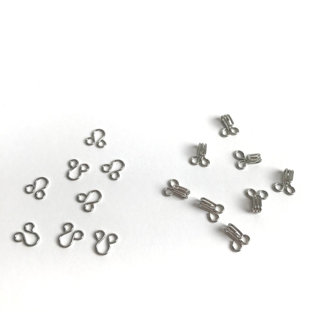 100 sets of steel silver -Hook eye bra closure