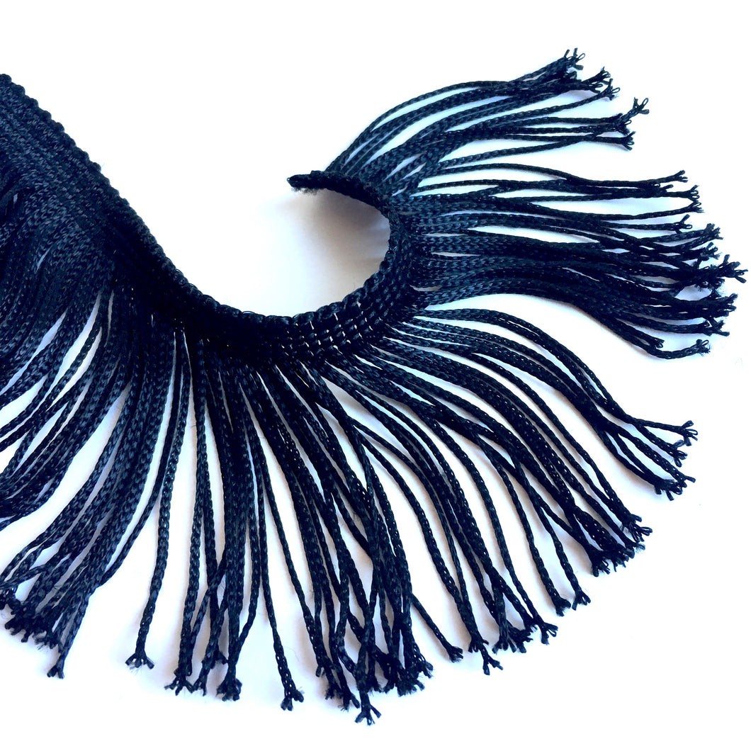 Polyester chainette black fringe 7cm